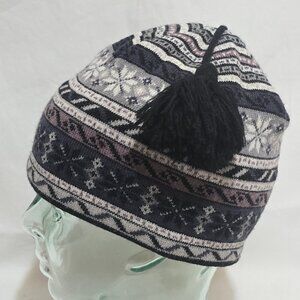 Turtle Fur Merino Blend Beanie w Tassel - Charcoal Gray Mauve